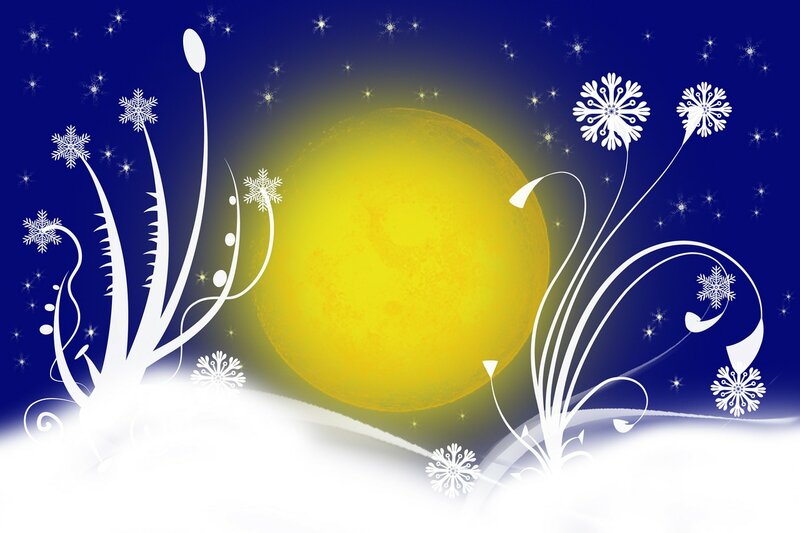 Snowflakes and Moon