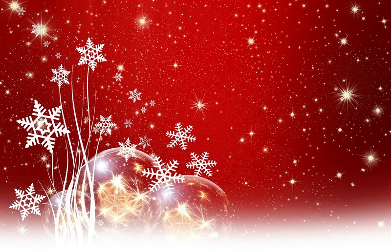 Snowflakes and Ornaments — Red