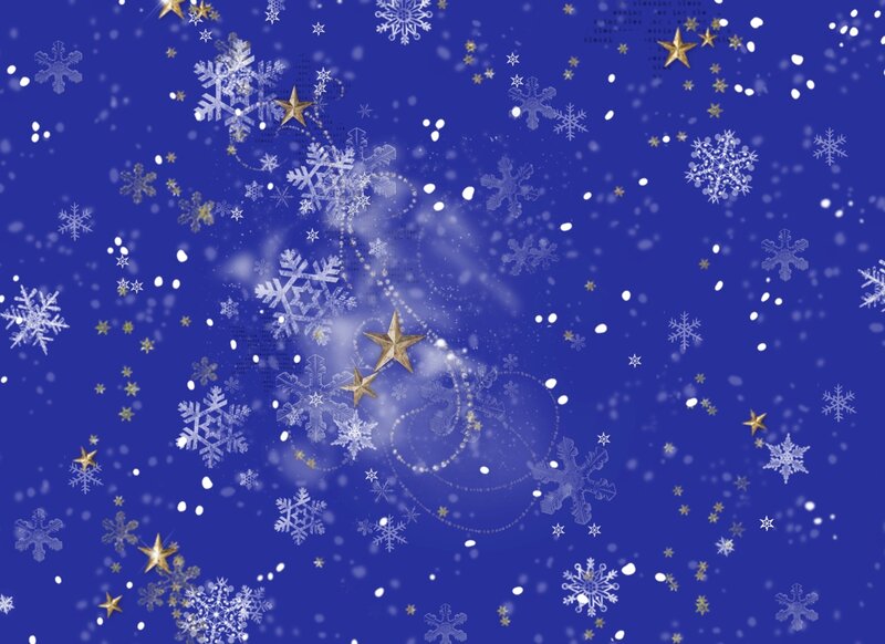 Snowflakes and Stars — Blue, Festive, Night