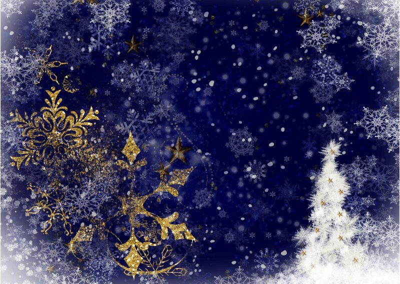 Snowflakes and Stars — Blue, Festive