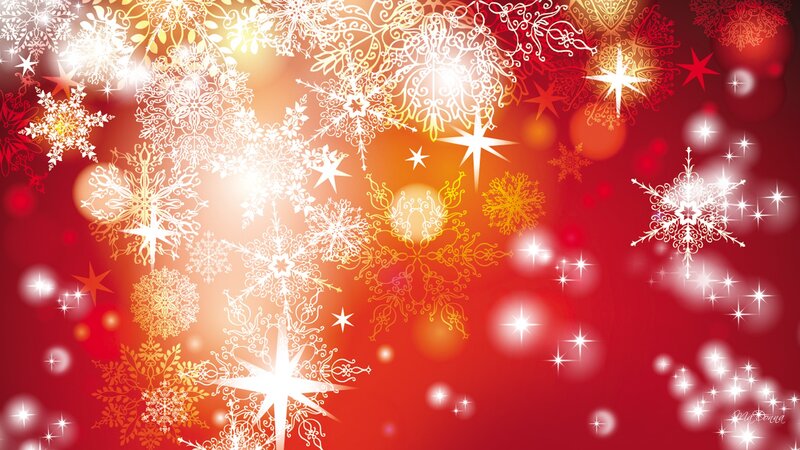 Snowflakes and Stars — Red