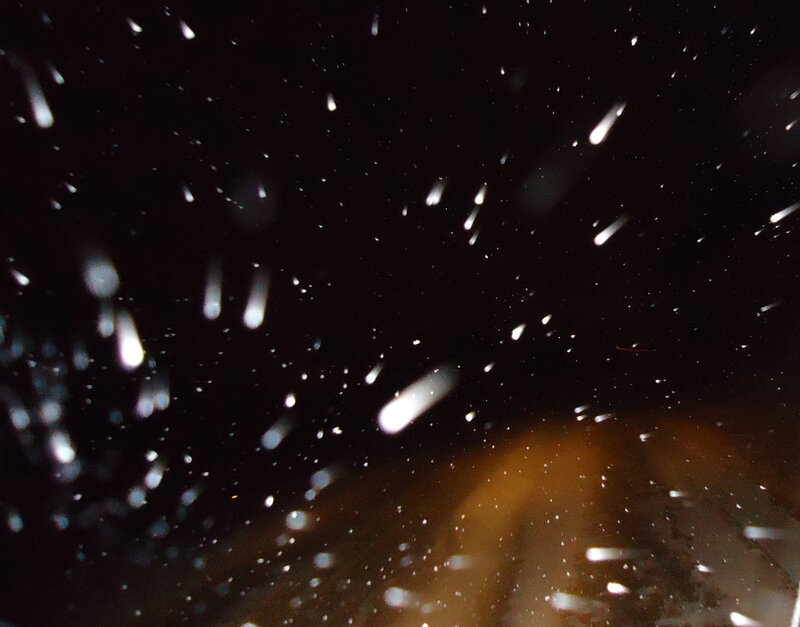 Snowflakes Falling at Night