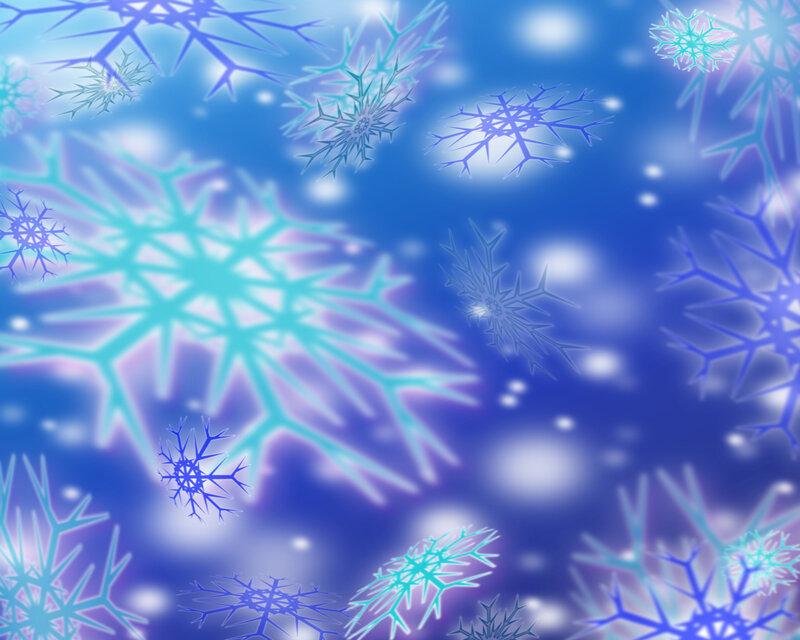 Snowflakes Falling — Blue, Calm, Winter, Digital Art, Light, Blue Sky