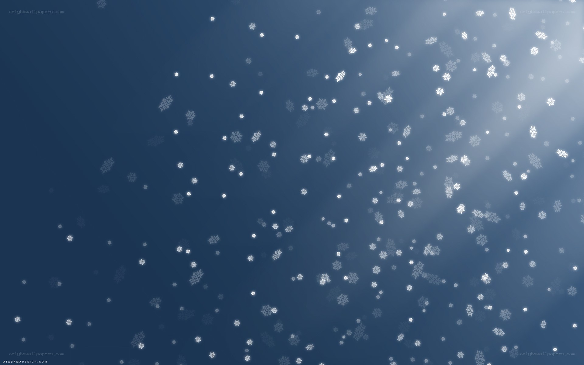 snowflakes falling in blue light