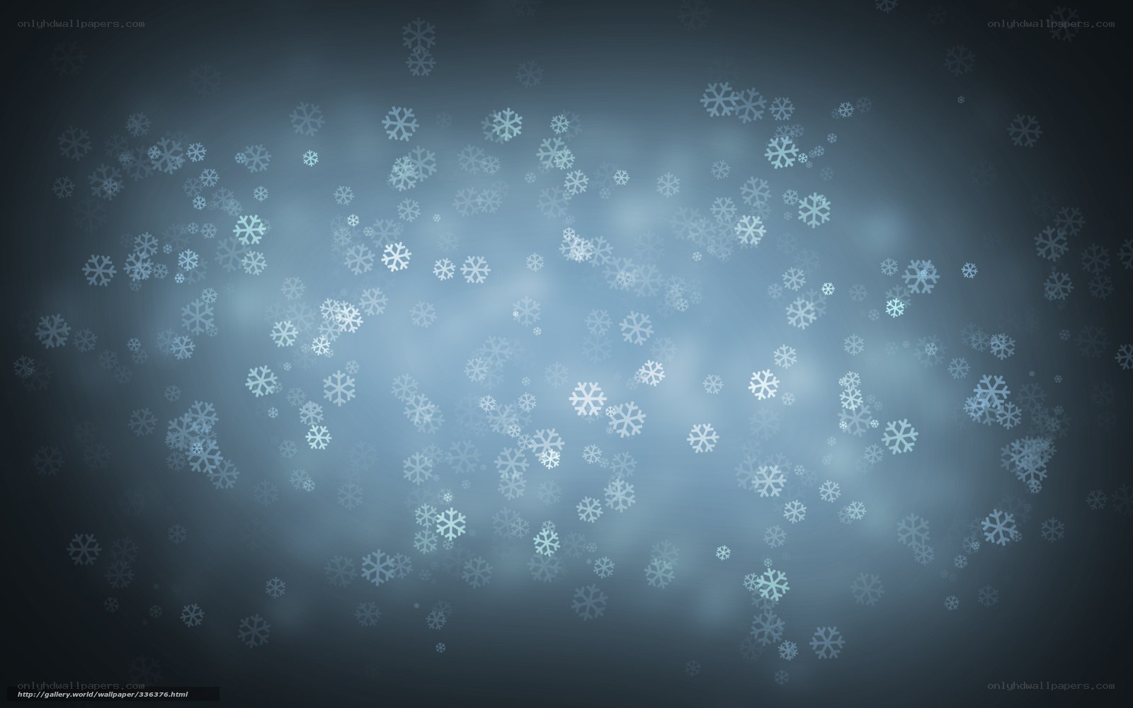 snowflakes falling in blue