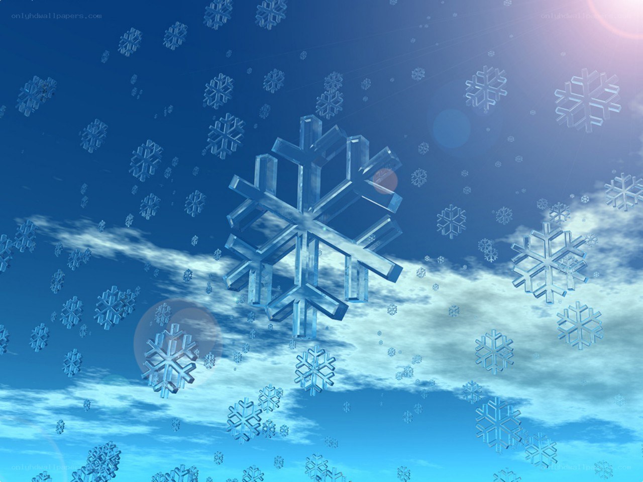 Snowflakes falling in the sky