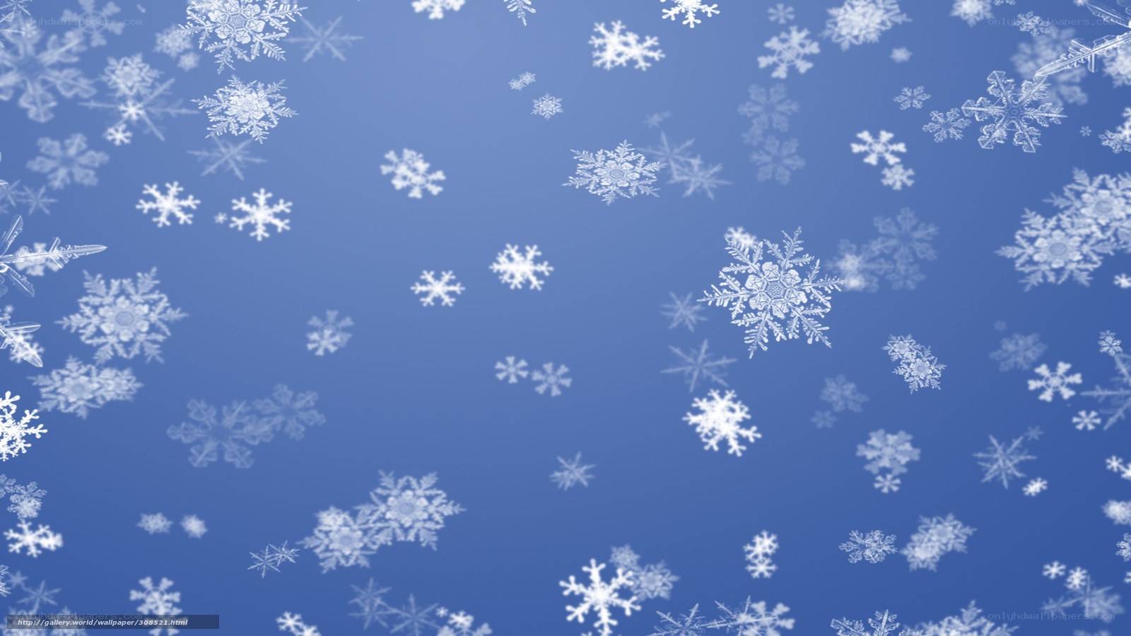 snowflakes falling on blue
