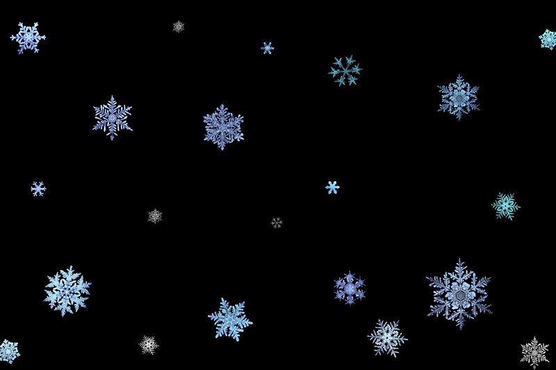 Snowflakes on Black Background — Calm, Winter