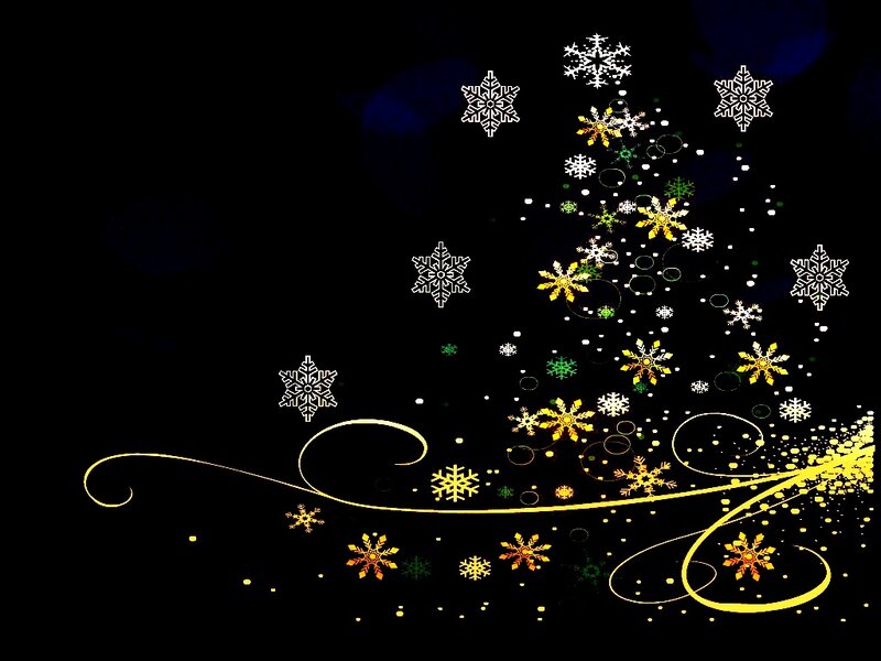 Snowflakes on Black Background — Festive, Night