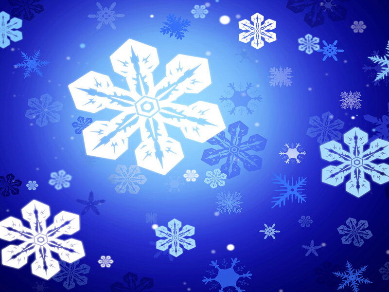 Snowflakes on Blue Background — Calm, Winter, Digital Art, Blue Sky
