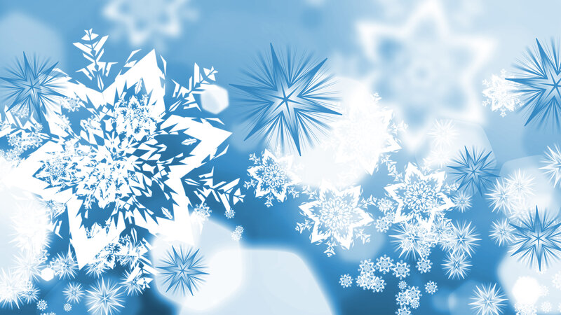 Snowflakes on Blue Background — Calm, Winter, Digital Art, Blue Sky, White Light