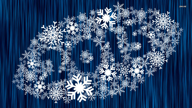 Snowflakes on Blue Background — Calm, Winter, Digital Art, Blue Stripes