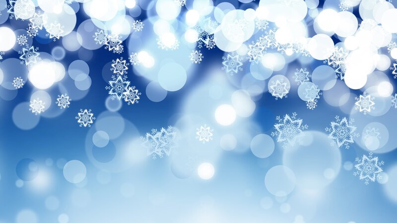 Snowflakes on Blue Background — Calm, Winter, Digital Art, Bokeh, Light Circles