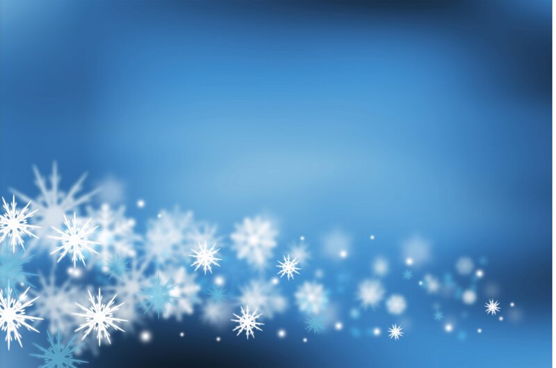 Snowflakes on Blue Background — Calm, Winter, Digital Art, Bokeh