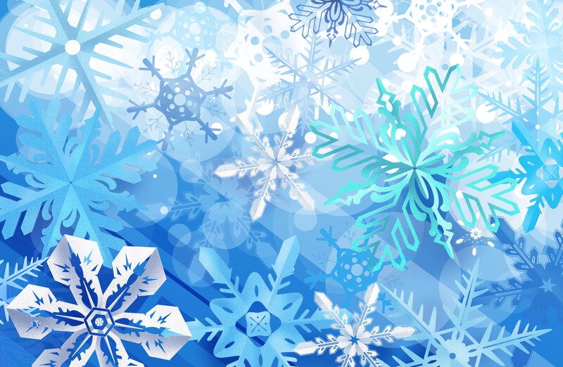 Snowflakes on Blue Background — Calm, Winter, Digital Art, Circles