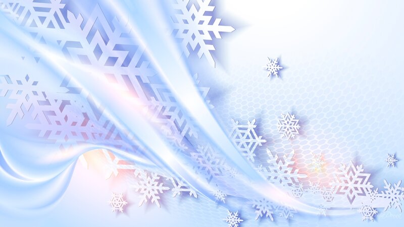 Snowflakes on Blue Background — Calm, Winter, Digital Art, Light Beams