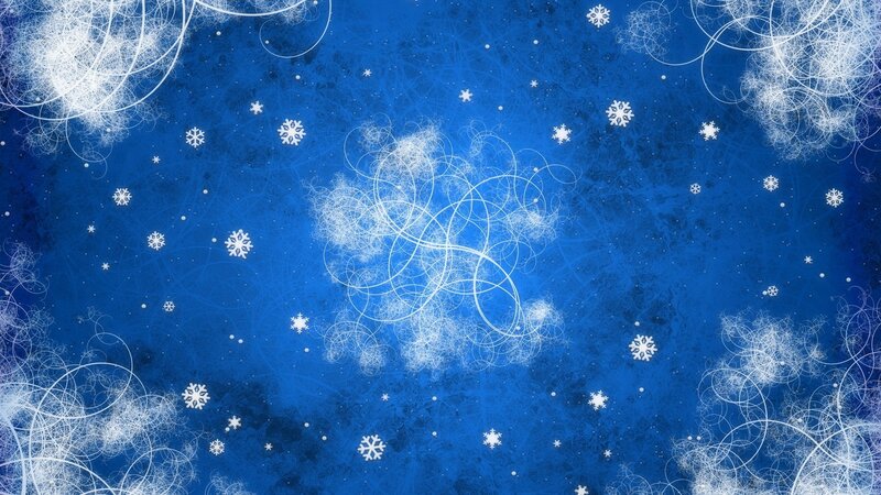 Snowflakes on Blue Background — Calm, Winter, Digital Art, Swirls, Stars