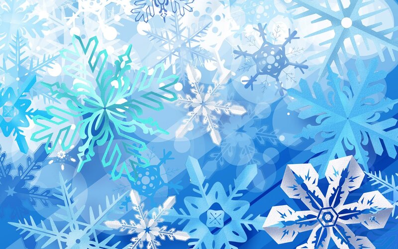 Snowflakes on Blue Background — Calm, Winter, Digital Art, White