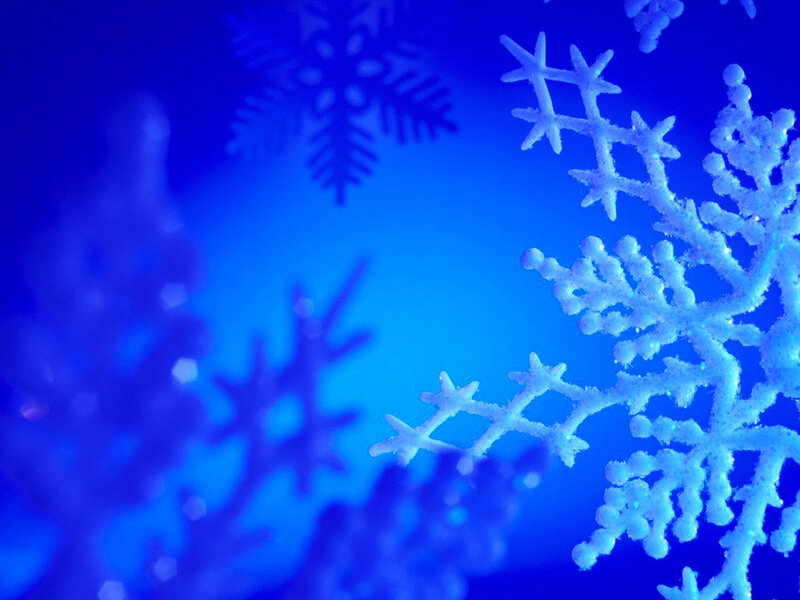 Snowflakes on Blue Background — Calm, Winter, Photograph, Blue Light
