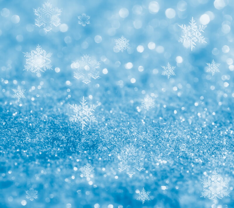 Snowflakes on Blue Background — Calm, Winter, Photograph, Bokeh
