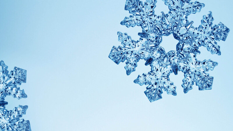 Snowflakes on Blue Background — Calm, Winter, Photograph, Crystal
