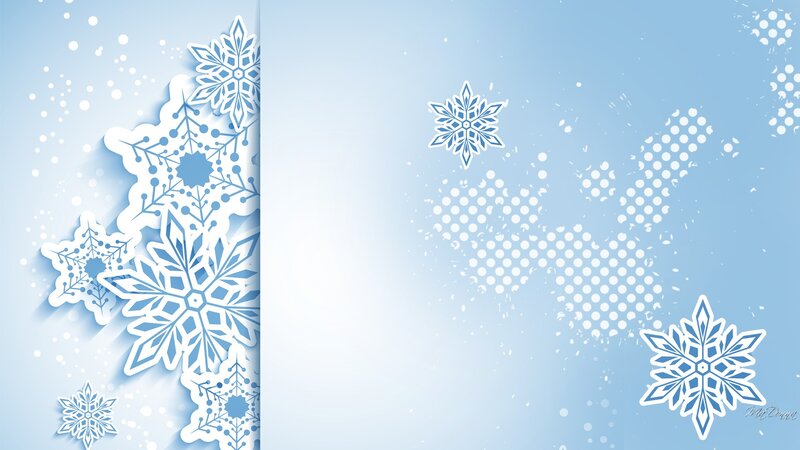 Snowflakes on Blue Background — Calm, Winter, Vector Art, Dots