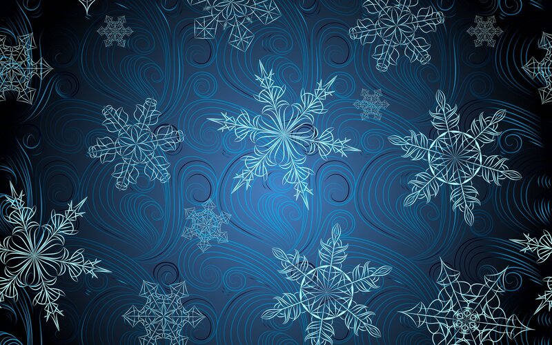 Snowflakes on Blue Background — Calm, Winter, Vector Art, Swirls