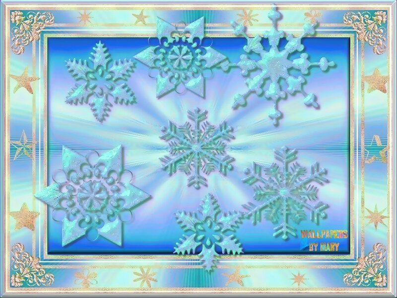 Snowflakes on Blue Background — Festive, Winter, Digital Art