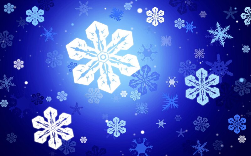 Snowflakes on Blue Background — White Dots