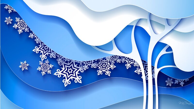 Snowflakes on Blue Waves