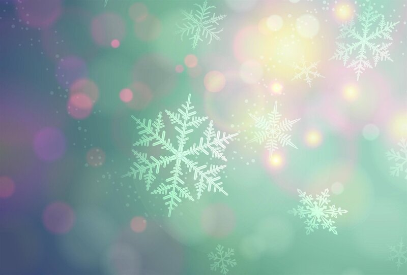 Snowflakes on Bokeh Background — Green, Dreamy