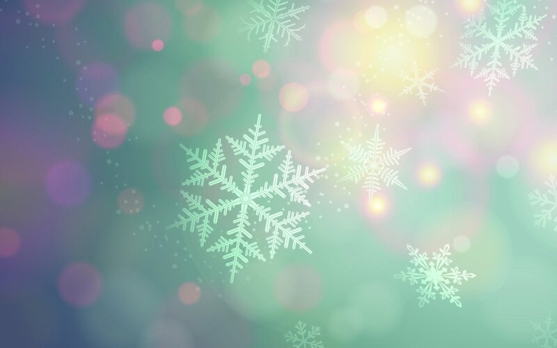 Snowflakes on Bokeh Background — Green, Dreamy, Winter