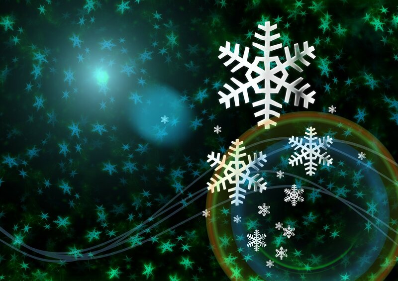 Snowflakes on Dark Background — Green