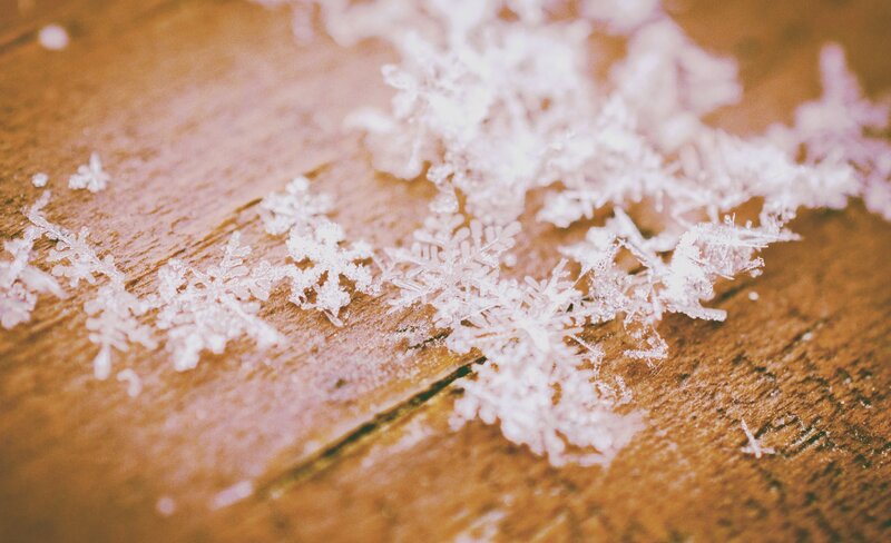 Snowflakes on Wood — White