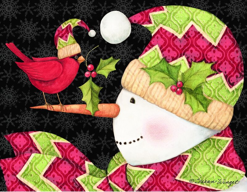Snowman and Cardinal