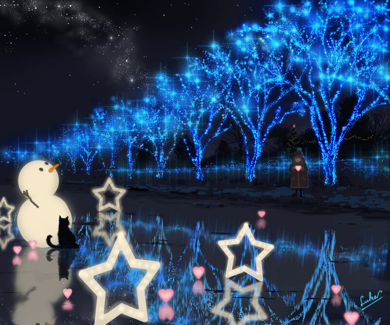 Snowman and Child in Winter