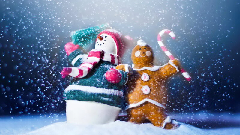 Snowman and Gingerbread Man — Blue