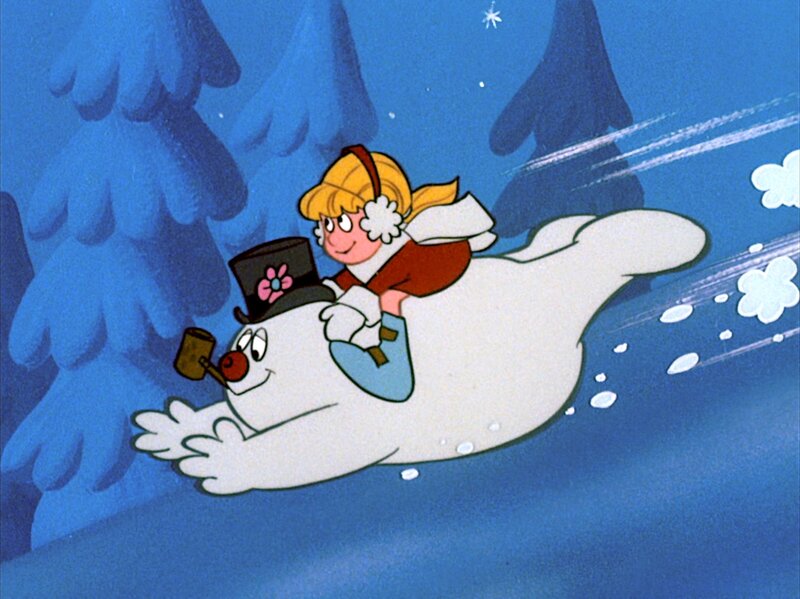 Snowman and Girl Flying
