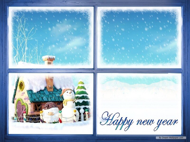 Snowman and House in Snow