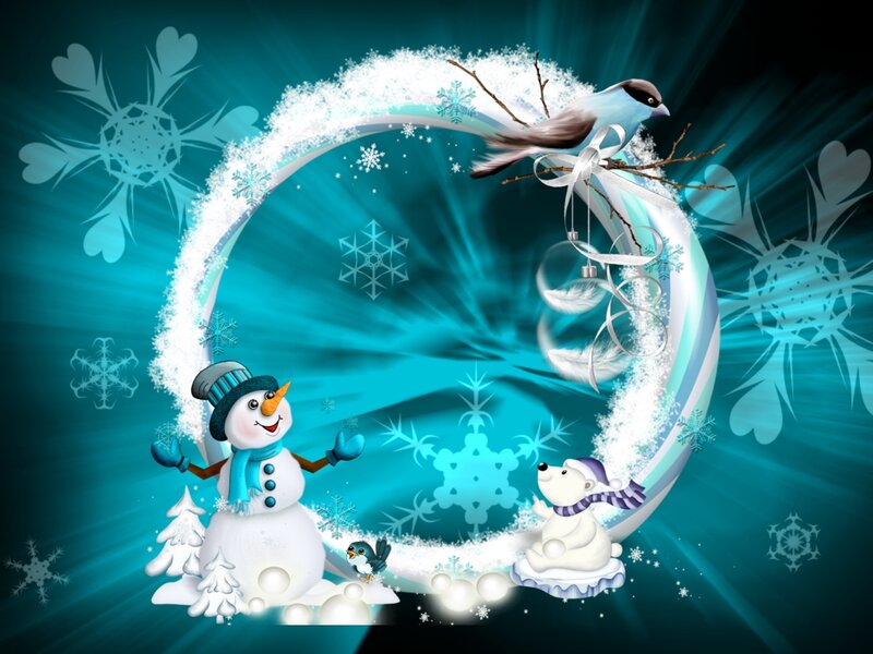 Snowman and Polar Bear — Blue