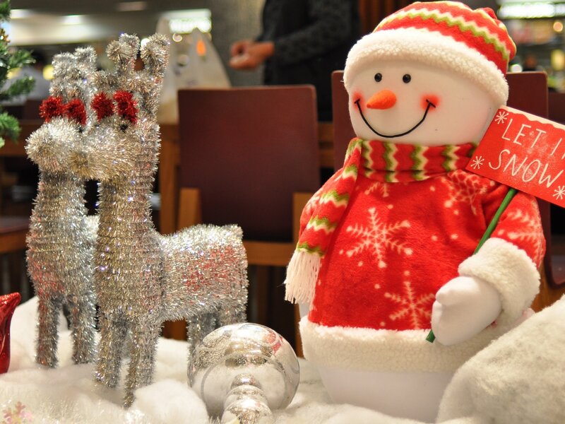 Snowman and Reindeer Figures — Red