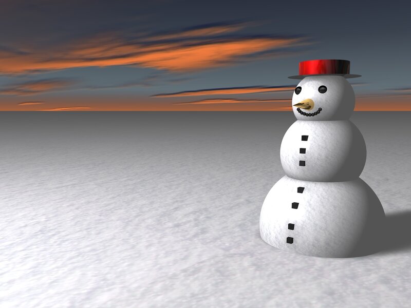 Snowman at sunset