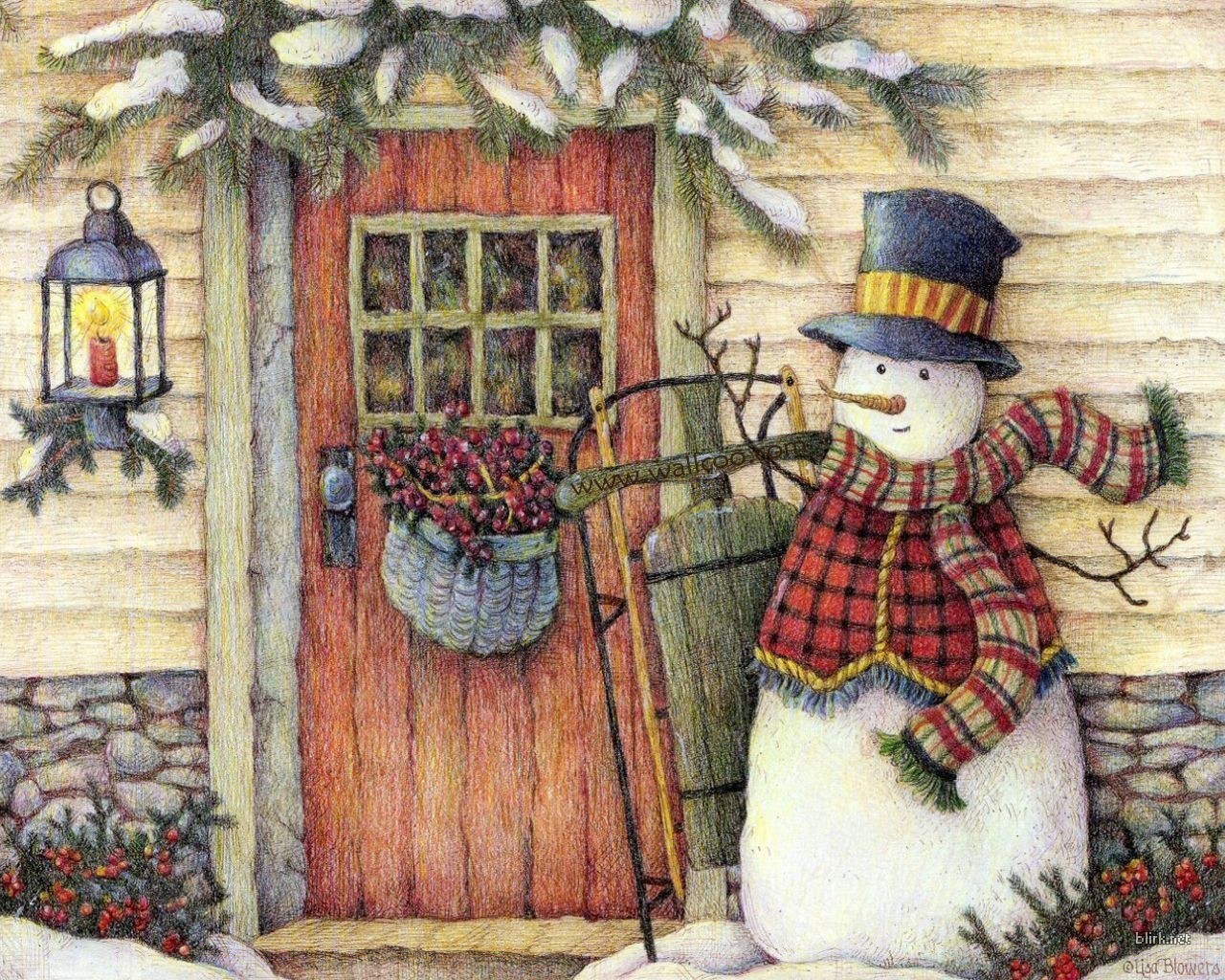 Snowman at the door