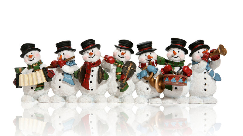 Snowman Band Figurines — White, Festive, Winter