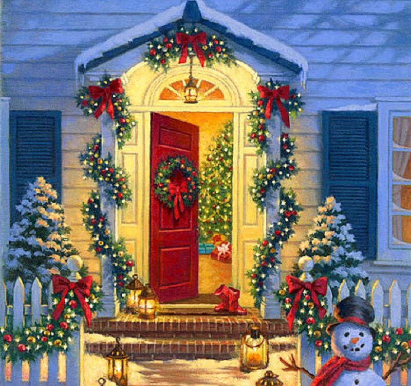 Snowman by Front Door