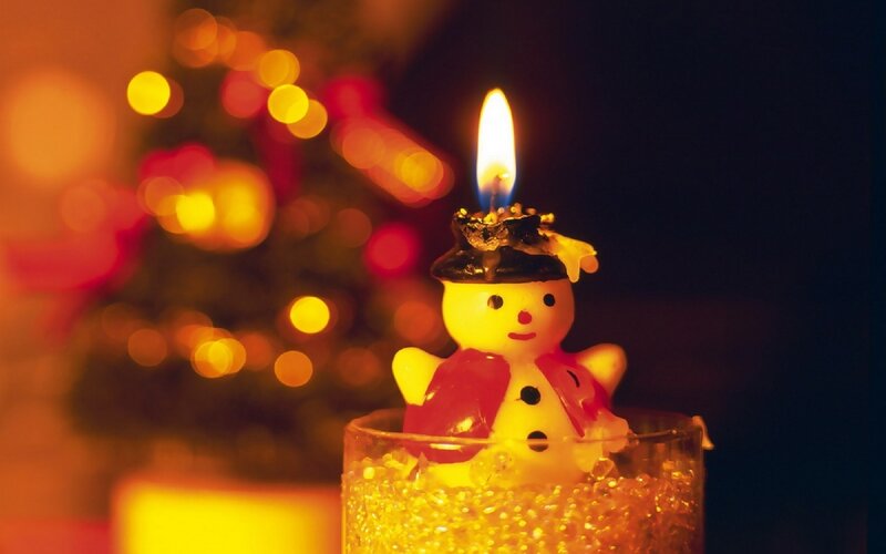 Snowman Candle in Glass