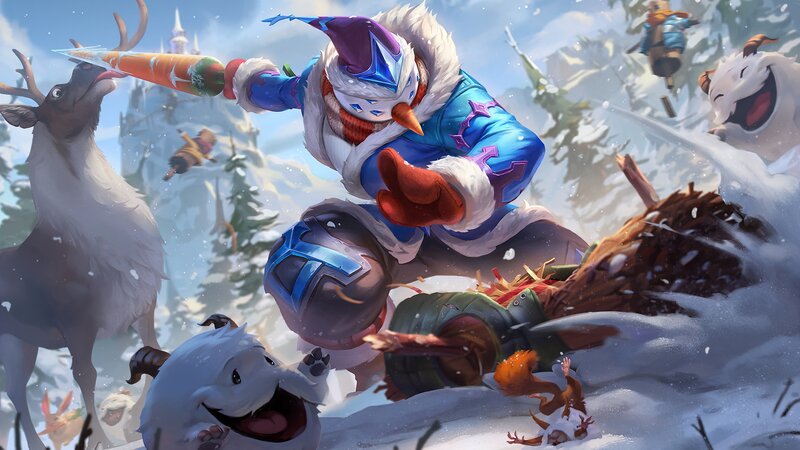 Snowman Character in Snow — Blue, Chaotic