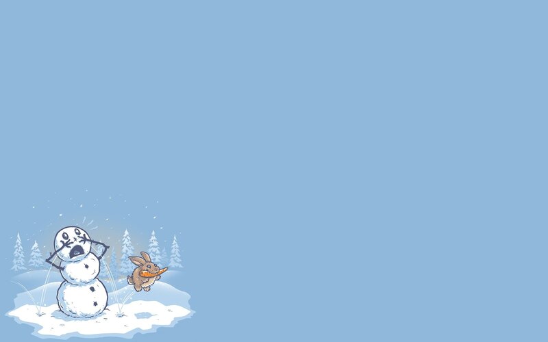 snowman chased by rabbit