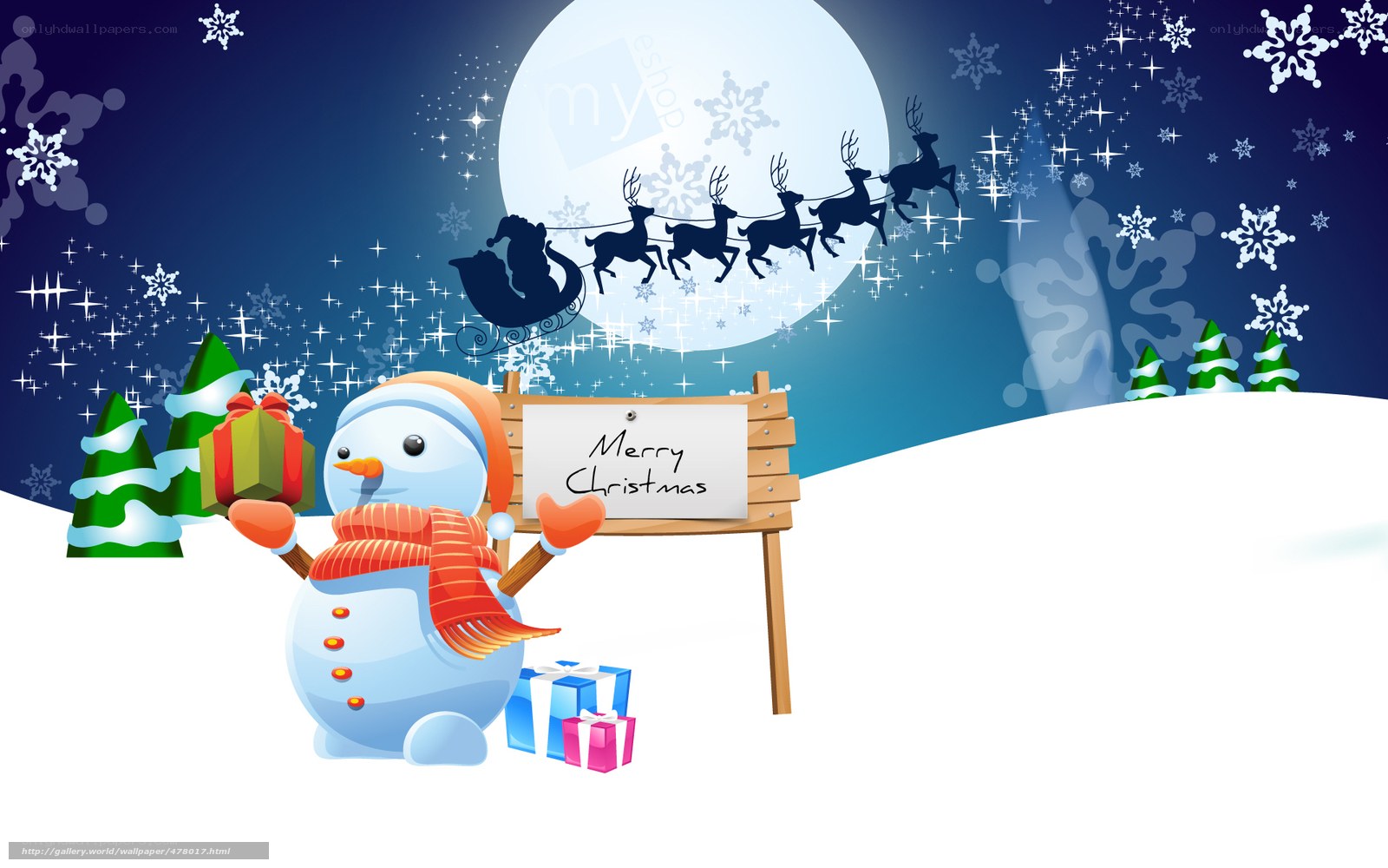 Snowman Christmas scene