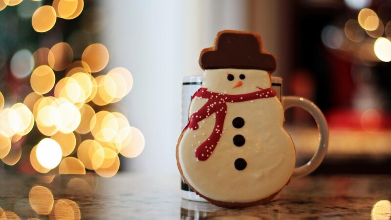 Snowman Cookie on Mug — White, Cozy